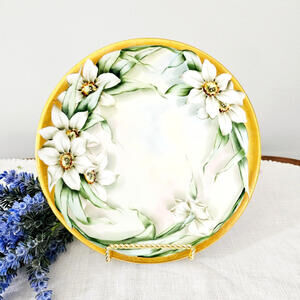 Antique D & C Limoges Plate Hand Painted Gilded Floral France Delinières & Cie